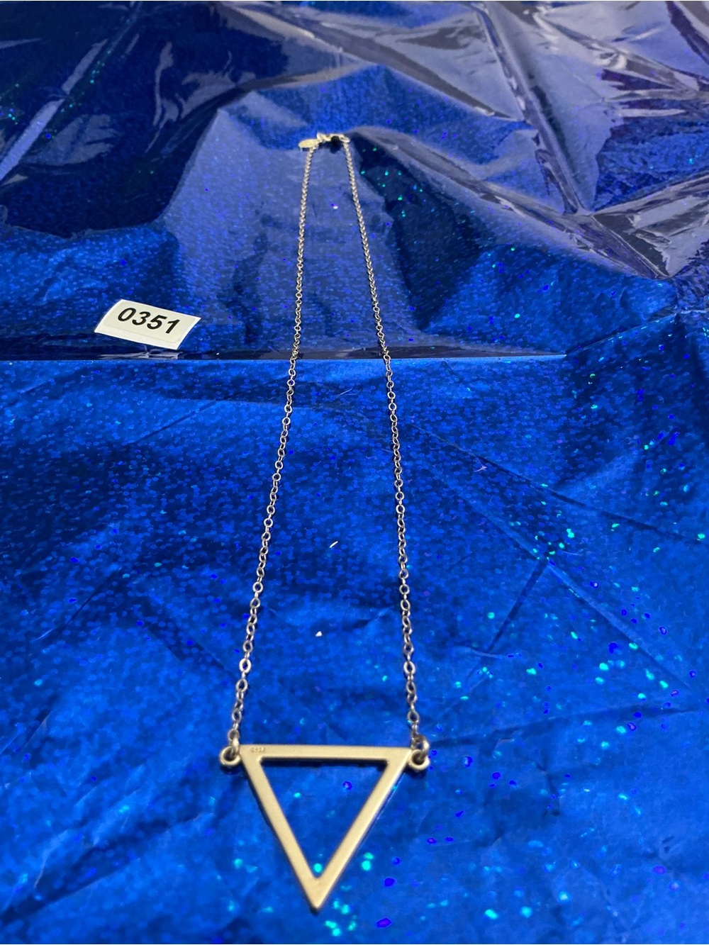 EFY 925 Sterling Silver Geometric Triangle Charm Pendant Cable Chain Necklace
